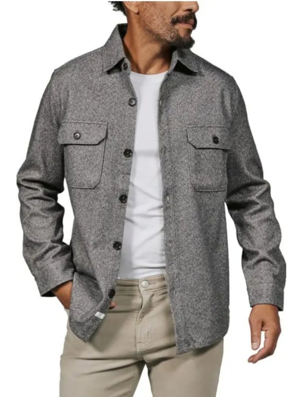 7 Seven Diamonds Generation Herringbone Shacket Men's L Black Jacket Heavyweight
